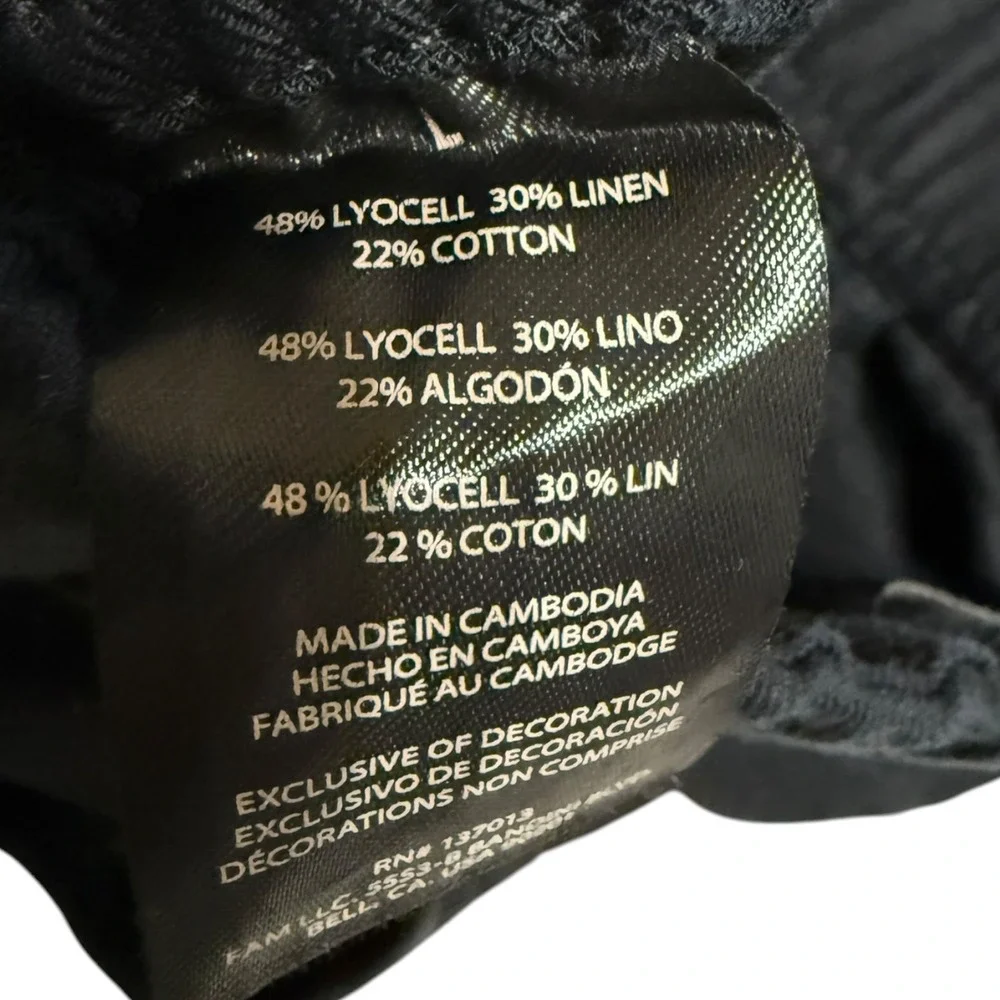 Banana Republic Black Linen Lyocell Blend Pull On Pants Tapered Crop Size L